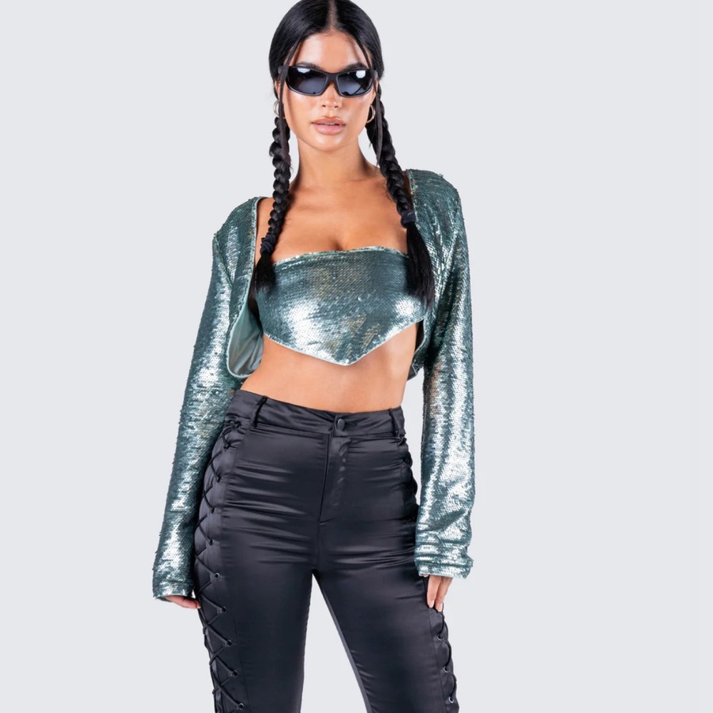 Millie Sequin Triangle Top And Shrug Set - image 3